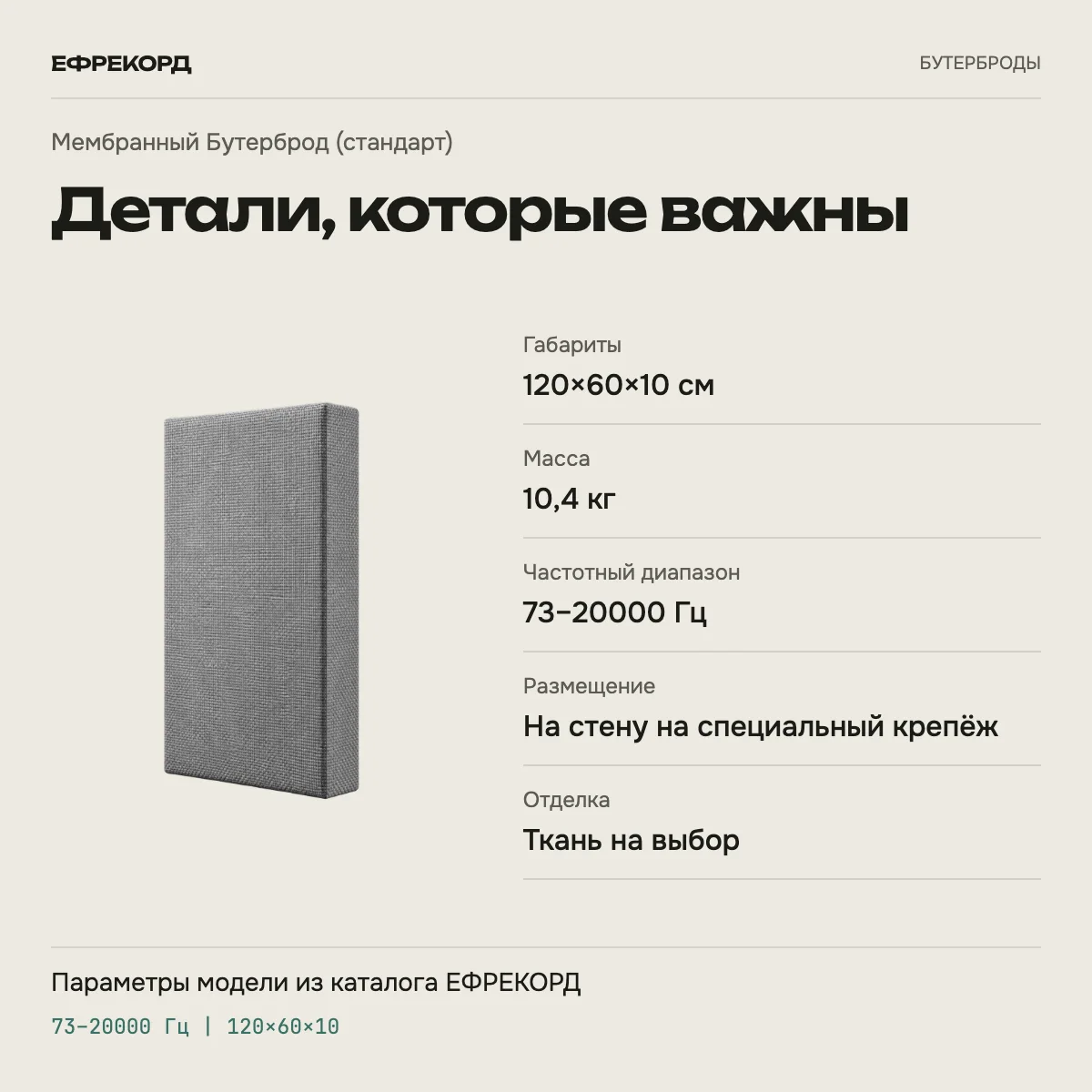 Мембранный Бутерброд (стандарт) — характеристики модели